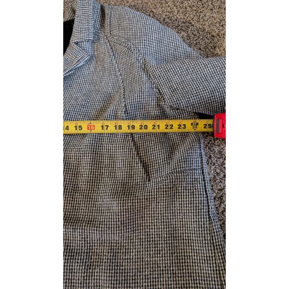 Vintage Gray Houndstooth Blazer Womens XL Raglan Sleeve High Welt Pockets - Picture 12 of 16